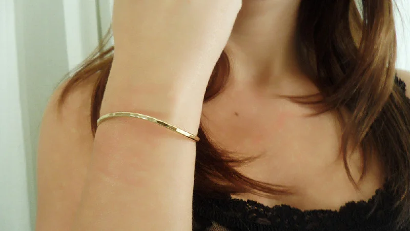 sterling silver bangles -Small Gold Fill Cuff Bracelet