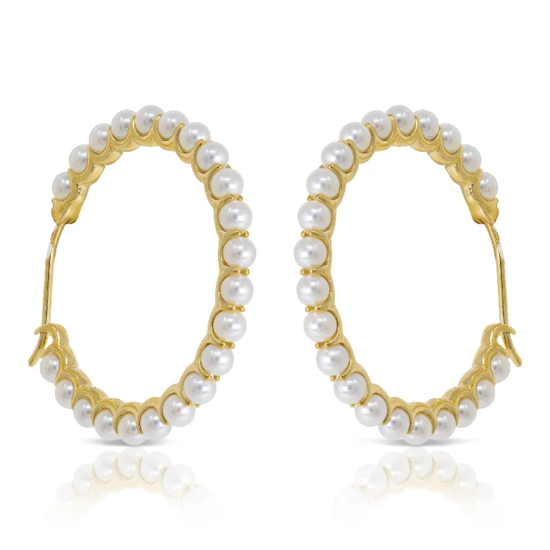 ear cuff earrings for women -Baby Akoya Pearl Hoop Earrings