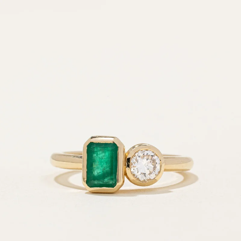 fashionable silver rings -100 Ways' Emerald & Diamond Ring | 0.74ct, 0.37ct | SZ 6.75 |