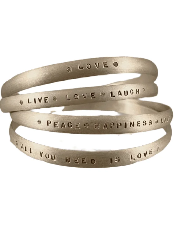 custom bangles with initials -Hand Stamped Inspiration & Diamond Bangle Bracelet