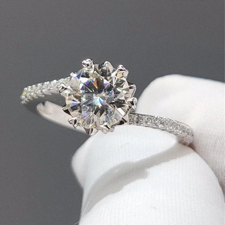 gold engagement rings for women -1.0 Ct Round Cut D Color Diamond Snowflake Engagement Ring