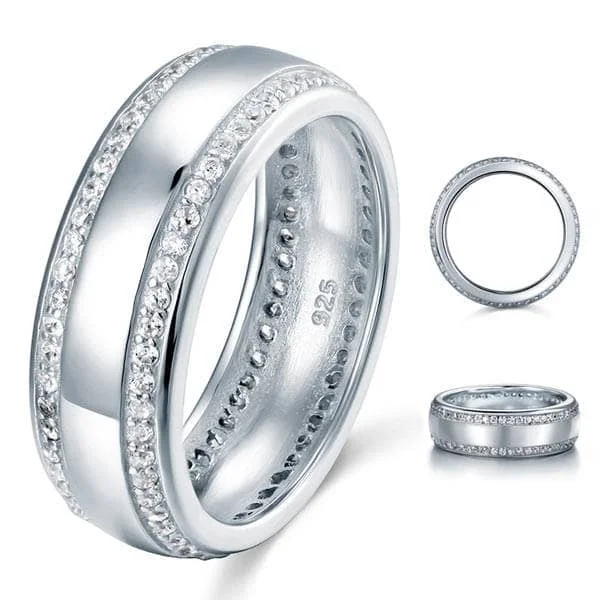 platinum engagement rings -Full Eternity Men's Wedding Band Ring with Created Diamonds