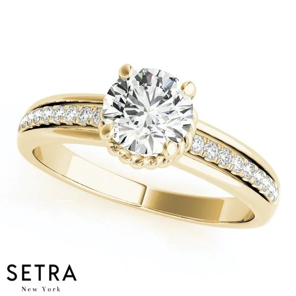 affordable wedding engagement rings -14K FINE GOLD DIAMONDS ENGAGEMENT RINGS SINGLE ROW