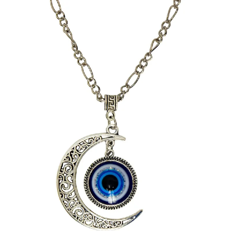 personalized necklaces for women -Evil Eye Protection Necklace - Crescent Moon