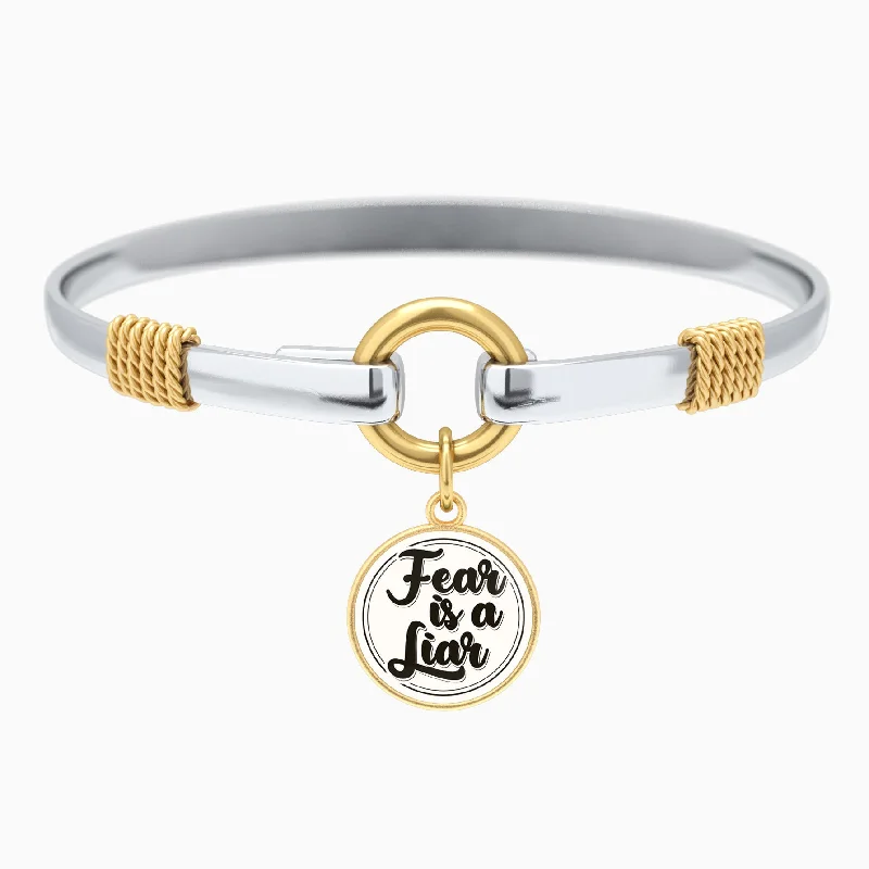 custom design bangles -Fear Is A Liar - Two-Tone Bracelet