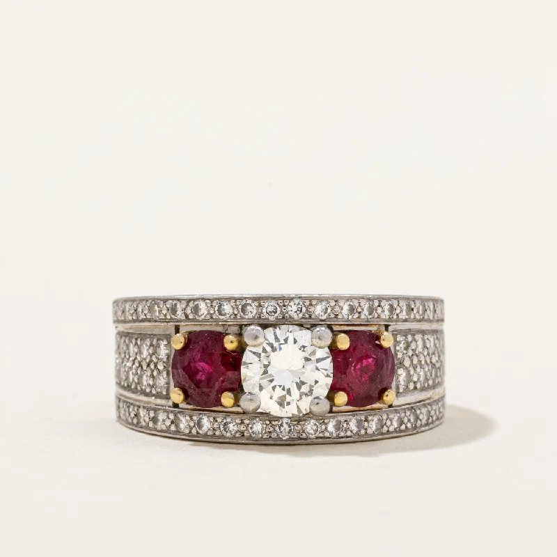 minimalist rings for women -Patricia Vale' Diamond & Ruby Ring | 0.85ctw, 0.70ctw | SZ 7.25 |