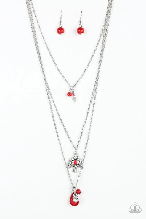 women’s long chain necklaces -Soar With The Eagles Red Necklace