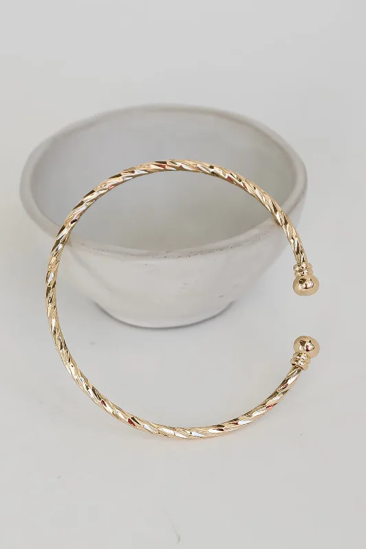 bangle bracelets for women -FINAL SALE - Eleanor Gold Twisted Cuff Bracelet