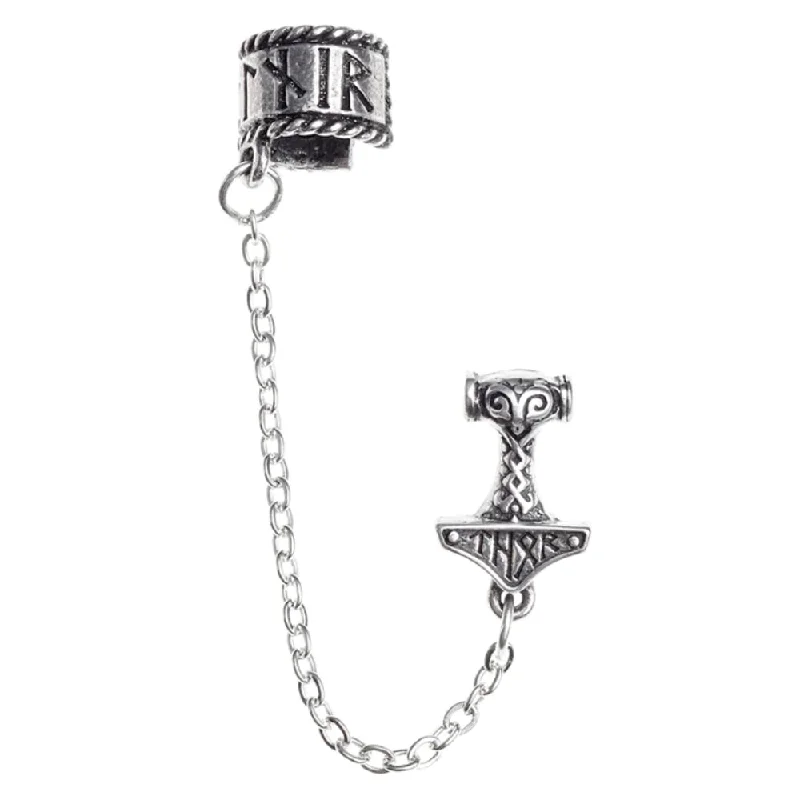 fashionable earrings for casual wear -Thor Donner Earcuff Viking Earring by Alchemy Gothic