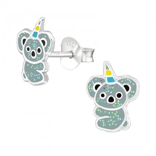 unique ear cuffs -Children's Sterling Silver 'Koala-corn' Stud Earrings