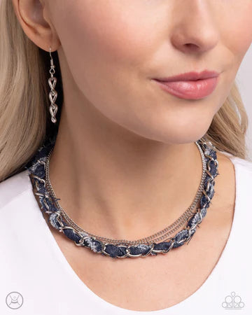 diamond necklaces for women -Denim Danger - Silver Choker