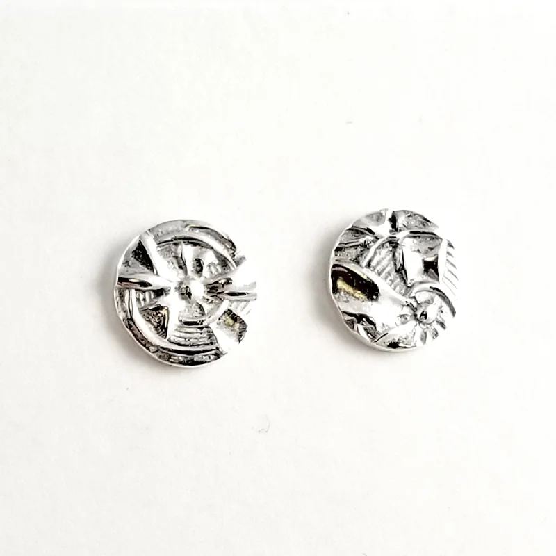 custom earrings for her -Sterling Silver Floral Spoon Stud Earrings