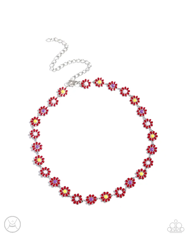 vintage necklaces for women -Floral Falsetto - Red Choker