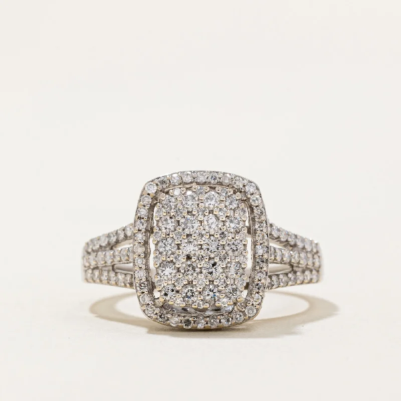 designer engagement rings -Pave Set Diamond Ring | 1.26ctw | SZ 6.75 |