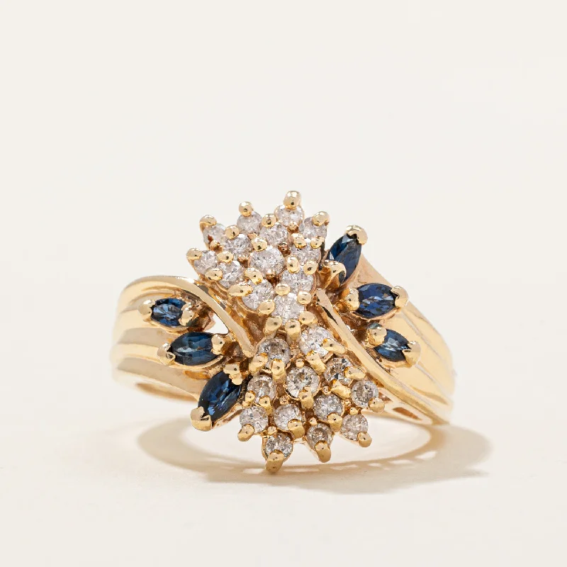 stylish stack rings -Diamond & Sapphire Cocktail Ring | 0.52ctw, 0.36ctw | SZ 6.75 |