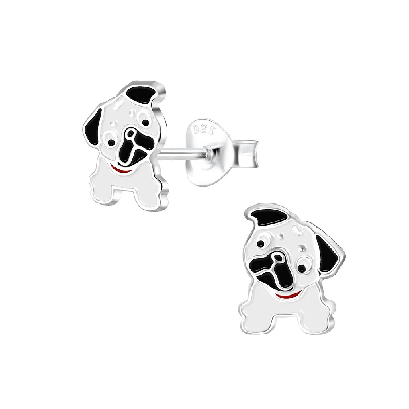 luxury gemstone earrings -Children's Sterling Silver Bulldog Stud Earrings