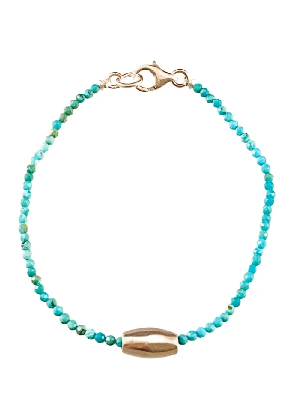 unique bangles for women -Faceted Turquoise Sliding Sterling Bead Bracelet