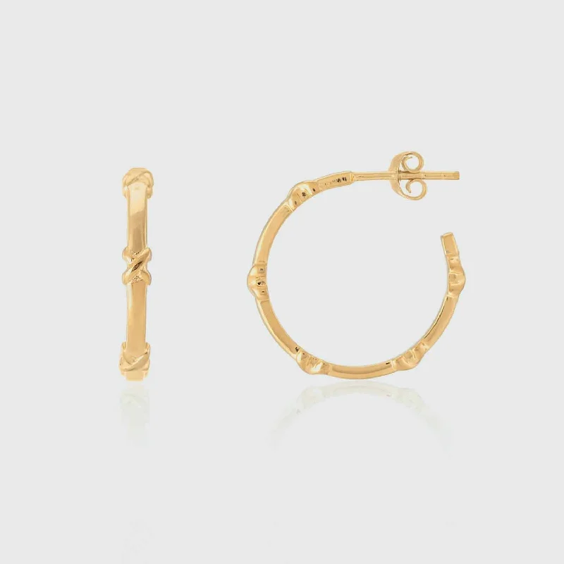 timeless pearl earrings -Deia Piccolo Yellow Gold Vermeil Kiss Hoop Earrings