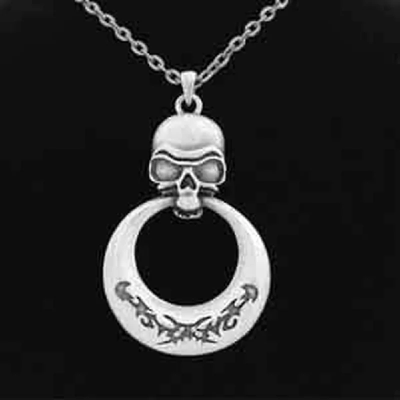 stylish necklaces for women -Skull with Ring Necklace