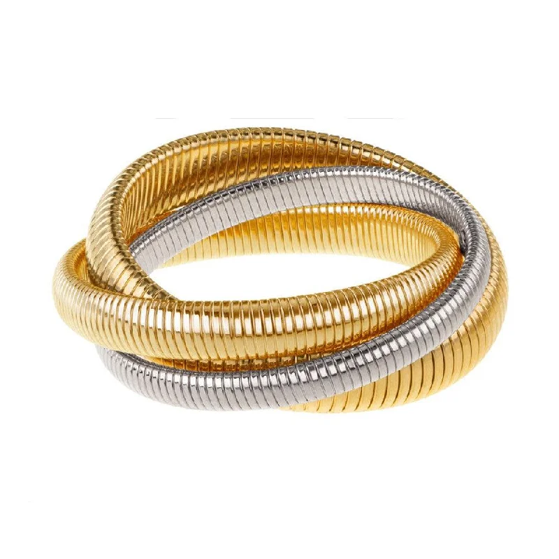 bridal bangles for women -Triple Cobra Bracelet in Gold, Rhodium