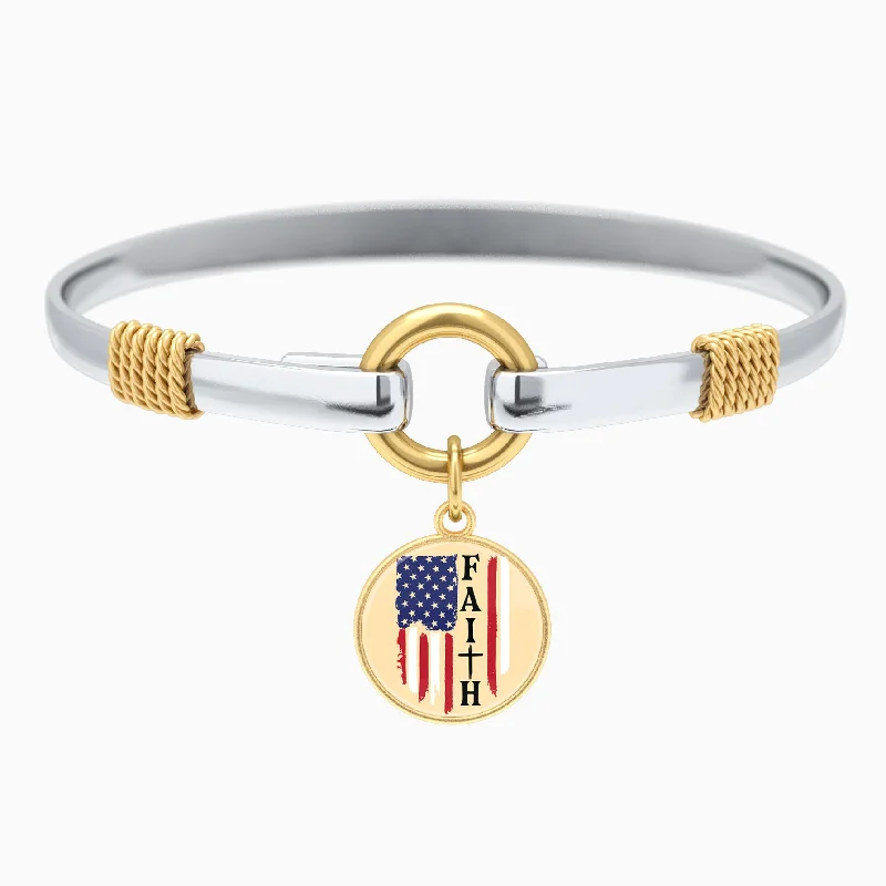 bangle bracelets for women -Faith American Flag - Two-Tone Bracelet