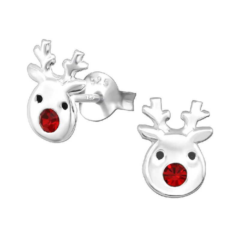 gold chandelier earrings -Children's Sterling Silver Christmas Rudolph Reindeer Stud Earrings