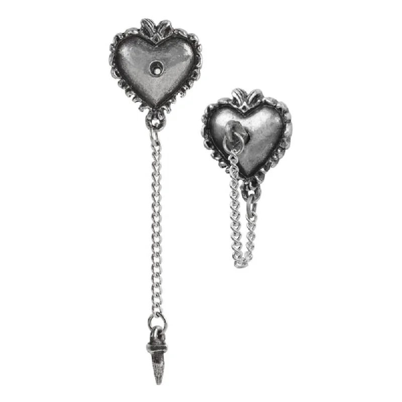 cubic zirconia earrings -Witches Heart Stud Earrings by Alchemy Gothic