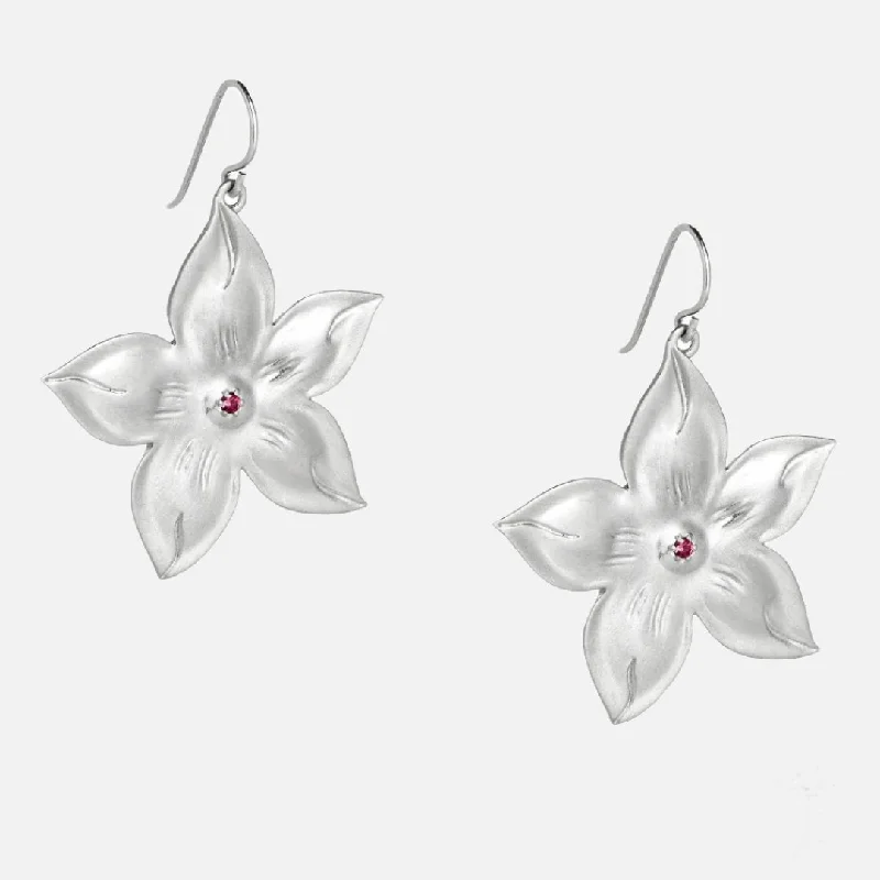 affordable silver earrings -Fleur Dangles, Silver