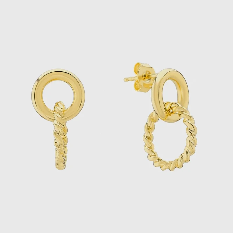 elegant stud earrings -Kelso Alhambra Chunky Twisted Gold Vermeil Earrings