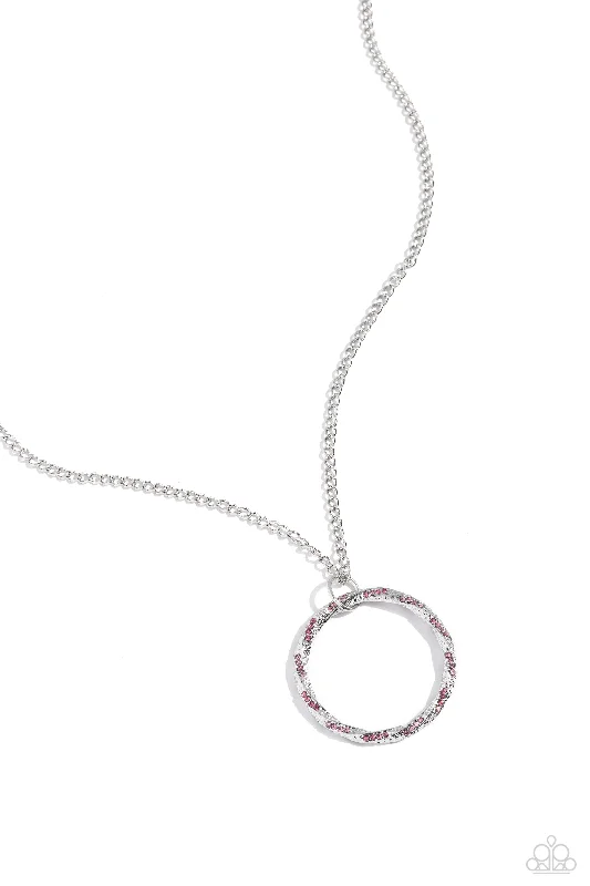 women’s long chain necklaces -RING It Back - Pink