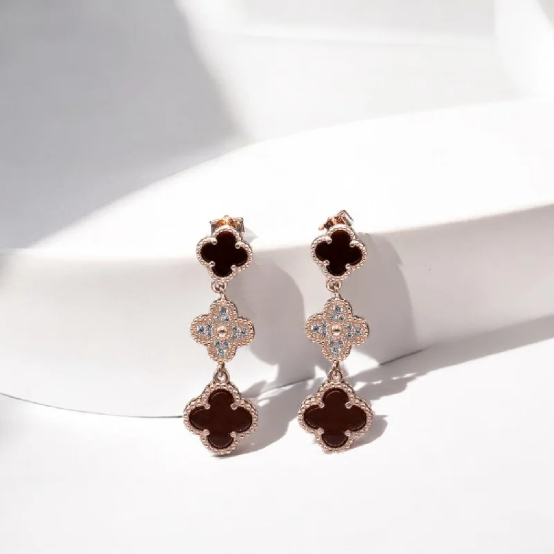 romantic drop earrings -Rosegold Floral motif drop earrings for Women and girls