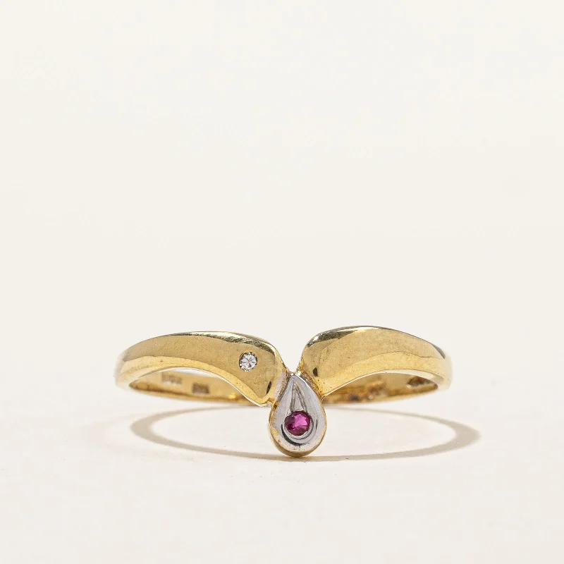 anniversary rings for women -Ruby & Diamond Ring | 0.02ct, 0.005ct | SZ 7.25 |